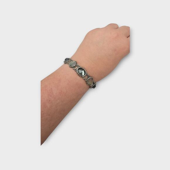 Cookie Lee Faceted Glass and Mother-of-Pearl Silver-Tone Bracelet - Picture 4 of 7